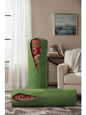 Ser&Yat Yolluk Halı ve Kilim Saklama Hurcu - Yeşil 2 Adet Fermuarlı Halı Kılıfı - 6m'ye Kadar Uyumlu