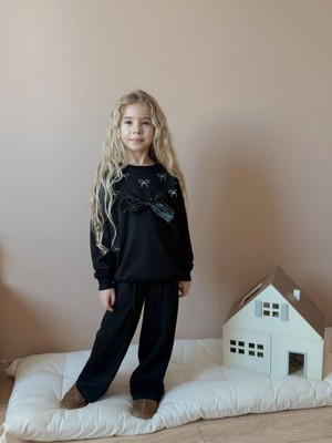 Miniko Kids Kız Çocuk Bayramlık Fiyonk Modelli Taşlı 2li Pamuk Takım