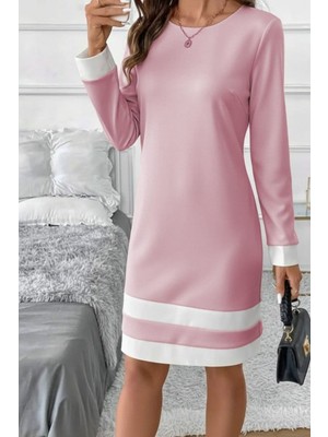 Hiccup Kadın Janes Çizgi Detaylı Mini Elbise Karanfil Pembesi