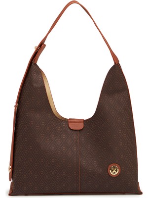 Tergan Kahverengi Print Kadın Omuz Çantası - S26Y1PR09191-R9C