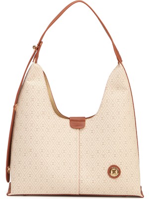 Tergan Bej Print Kadın Omuz Çantası - S26Y1PR09191-E52