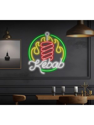 Biz Bu İşin Keyif Kısmındayız Kebab Yazılı ve Şekilli Neon Tabela