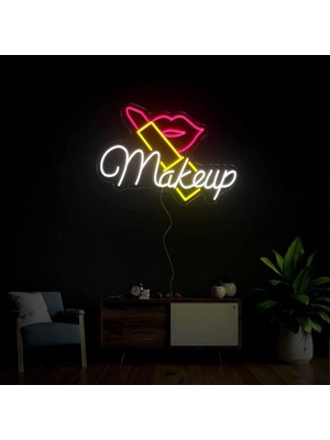 Biz Bu İşin Keyif Kısmındayız Makeup Yazılı ve Şekilli Neon Tabela