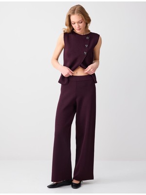 Jimmy Key Bordo Normal Paça Normal Bel Beli Lastikli Triko Pantolon