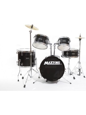 Maxtone MXC-602BK Junior 5 Parça Çocuk Davul Seti - Siyah (Eğitici Seviye) | Küçük Yaş Grupları Için Ideal Kompakt Tasarım, Zil, Tabure ve Baget Dahil Tam Set