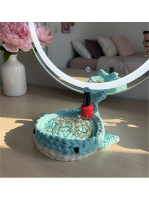 Örgü Dokulu Sevimli Balina Figürlü Takı Tabağı / Organizer - Hediyelik Dekoratif Eşya, Takı Standı, Takı Kutusu, NYCRUIN3D