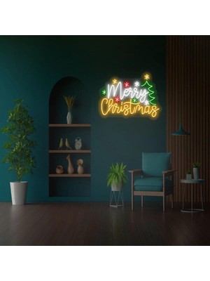 Biz Bu İşin Keyif Kısmındayız Merry Christmas Yazılı Yılbaşı Temalı Neon Tabela