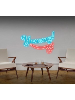 Biz Bu İşin Keyif Kısmındayız Yummy! Yazılı ve Şekilli Neon Tabela