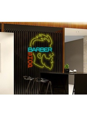 Biz Bu İşin Keyif Kısmındayız Barber Shop Yazılı ve Şekilli Neon Tabela