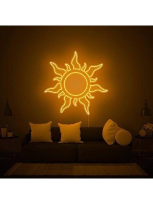 Biz Bu İşin Keyif Kısmındayız Güneş Figürlü Dekoratif Neon Tabela