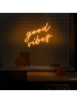 Biz Bu İşin Keyif Kısmındayız Good Vibes Yazılı Neon Tabela