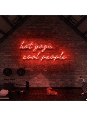 Biz Bu İşin Keyif Kısmındayız Hot Yoga Cool People Yazılı Neon Tabela
