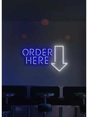 Biz Bu İşin Keyif Kısmındayız Order Here Yazılı ve Şekilli Neon Tabela