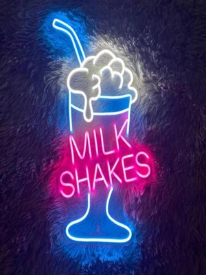 Biz Bu İşin Keyif Kısmındayız Mılk Shakes Yazılı Neon Tabela