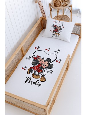 Lilabio %100 Pamuk Isme Özel Montessori Yatak Pike Seti 100X200 Mickey&minnie Mouse