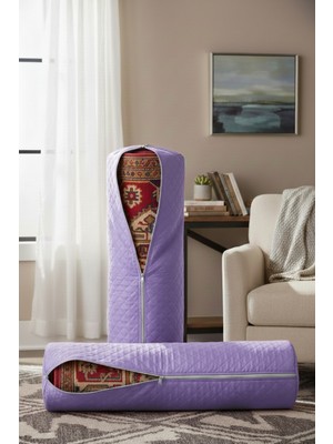 Ser&Yat Yolluk Halı ve Kilim Saklama Hurcu - Lila 2 Adet Fermuarlı Halı Kılıfı - 6m'ye Kadar Uyumlu