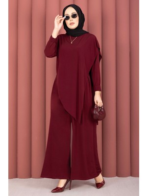 Ozk Asimetrik Kesim Sandy İkili Takım Bordo
