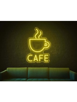 Biz Bu İşin Keyif Kısmındayız Cafe Yazılı ve Şekilli Neon Tabela