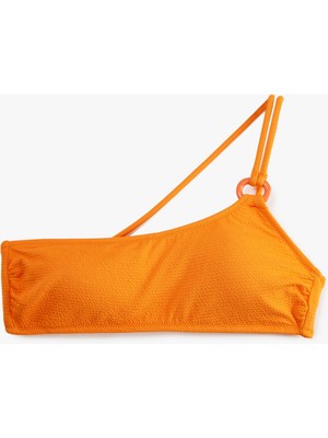 Koton Aksesuarlı Dokulu Tek Omuz Bikini Üstü