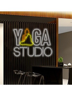 Biz Bu İşin Keyif Kısmındayız Yoga Studıo Yazılı ve Şekilli Neon Tabela