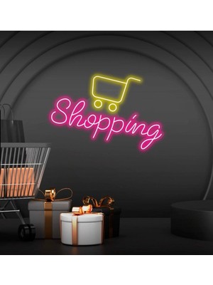 Biz Bu İşin Keyif Kısmındayız Shopping Yazılı ve Şekilli Neon Tabela