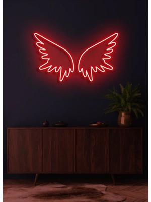Biz Bu İşin Keyif Kısmındayız Kanat Figürlü Neon Tabela