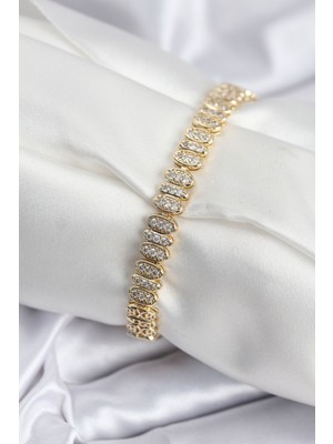 Vice Avm Pirinç VIP Seri Gold Renk Oval Sıralı Kadın Bileklik - TJ-BB7926 TG-V 10872