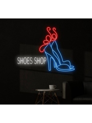 Biz Bu İşin Keyif Kısmındayız Shoes Shop Yazılı ve Şekilli Neon Tabela