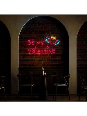 Biz Bu İşin Keyif Kısmındayız Be My Valentine Yazılı ve Şekilli Neon Tabela