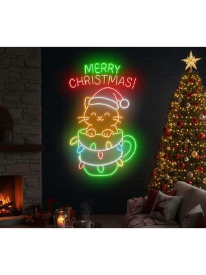 Biz Bu İşin Keyif Kısmındayız Merry Christmas Yazılı Yılbaşı Temalı Neon Tabela