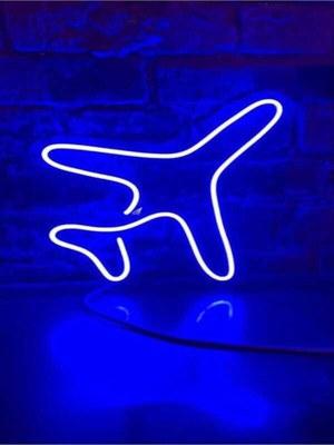 Biz Bu İşin Keyif Kısmındayız Uçak Figürü Minimal Neon Işıklı Pleksi Tabela