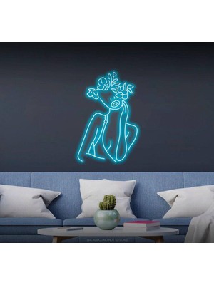 Biz Bu İşin Keyif Kısmındayız Aesthetic Çiçekli Kadın Figürlü Neon Tabela