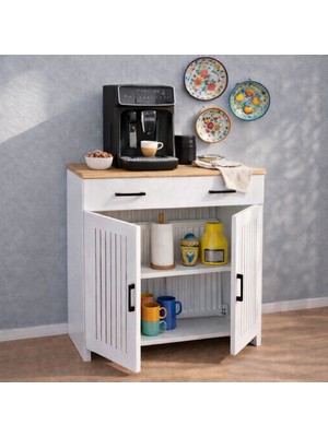 Bangu Kapaklı Petek Üstü Kahve Köşesi Dolabı ( Derinlik 47 cm ) Çok Amaçlı Dresuar BKDM009