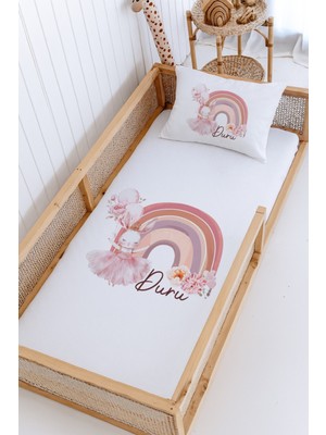 Lilabio %100 Pamuk Isme Özel Montessori Yatak Pike Seti 100X200 Tavşan