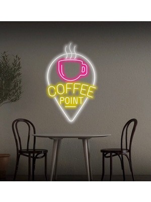 Biz Bu İşin Keyif Kısmındayız Coffee Poınt Yazılı ve Şekilli Neon Tabela
