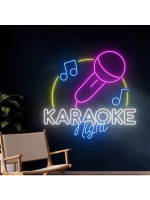 Biz Bu İşin Keyif Kısmındayız Karaoke Night Yazılı ve Şekilli Neon Tabela