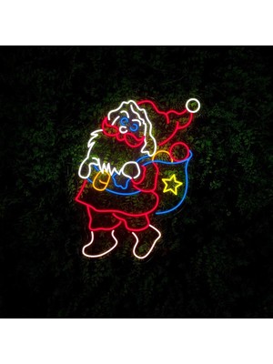 Biz Bu İşin Keyif Kısmındayız Noel Baba Figürlü Neon Tabela