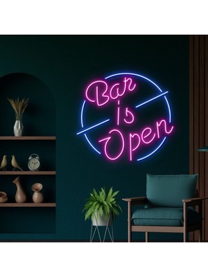 Biz Bu İşin Keyif Kısmındayız Bar Is Open Yazılı Neon Tabela