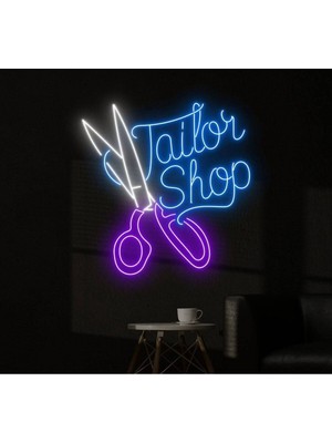Biz Bu İşin Keyif Kısmındayız Tailor Shop Yazılı ve Şekilli Neon Tabela