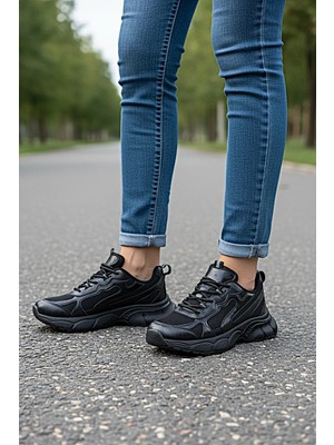 KAFKASLAR AYAKKABI Kalın Yüksek Tabanlı Yeni Model Ortopedik Bayan Sneaker Spor Ayakkabı