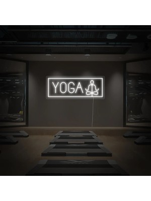 Biz Bu İşin Keyif Kısmındayız Yoga Yazılı ve Şekilli Neon Tabela
