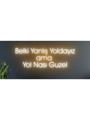 Biz Bu İşin Keyif Kısmındayız Belki Yanlış Yoldayız Ama Yol Nasıl Güzel Yazılı Neon Tabela