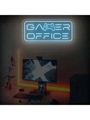 Biz Bu İşin Keyif Kısmındayız Gamer Offıce Yazılı ve Şekilli Neon Tabela