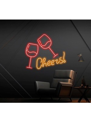 Biz Bu İşin Keyif Kısmındayız Cheers! Yazılı ve Şekilli Neon Tabela
