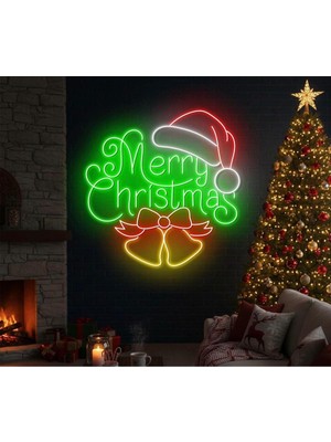 Biz Bu İşin Keyif Kısmındayız Merry Christmas Yazılı Yılbaşı Temalı Neon Tabela