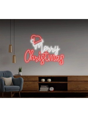 Biz Bu İşin Keyif Kısmındayız Merry Christmas Yazılı ve Şekilli Neon Tabela