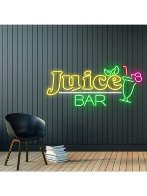 Biz Bu İşin Keyif Kısmındayız Juice Bar Yazılı ve Şekilli Neon Tabela