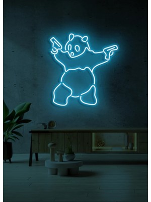 Biz Bu İşin Keyif Kısmındayız Panda Figürlü Neon Tabela