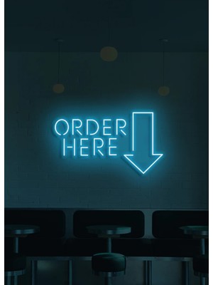 Biz Bu İşin Keyif Kısmındayız Order Here Yazılı ve Şekilli Neon Tabela