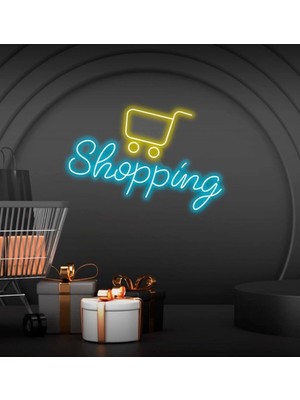 Biz Bu İşin Keyif Kısmındayız Shopping Yazılı ve Şekilli Neon Tabela